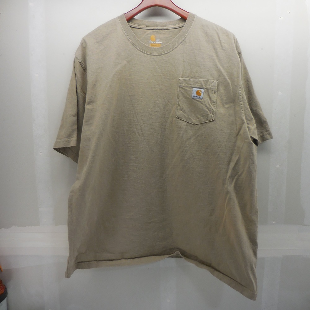 Carhartt Mens 2XL Tan Khaki Short Sleeve Pocket T-Shirt Original Fit K87 Tee